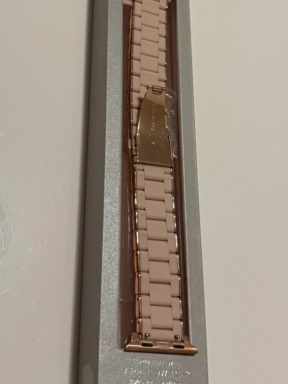 Michele Rose Gold & Blush Silicone Link Apple Watch Adapter Band - Picture 2 of 3